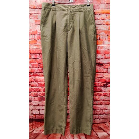 Columbia Chino Pants Mens Sz 32 Green Pleated Straight Leg Regular Fit Preppy - Picture 1 of 4